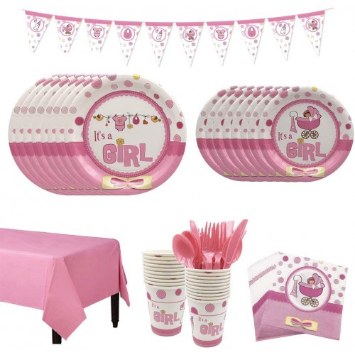 Kit per 8 persone tema Baby Girl, baby shower, festa nascita