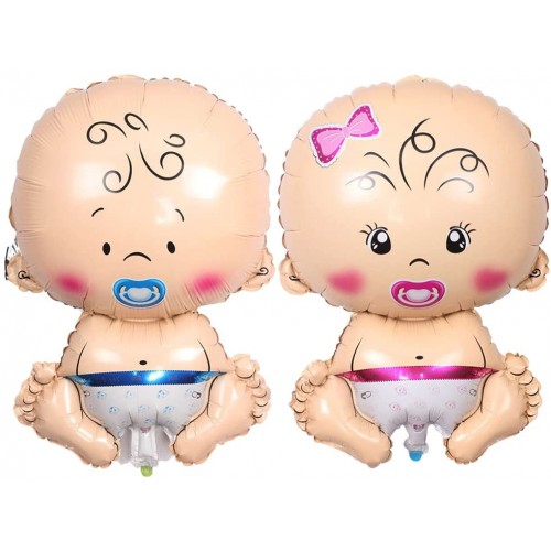 Set 2 palloncini baby bambini con ciuccio, in alluminio, per feste