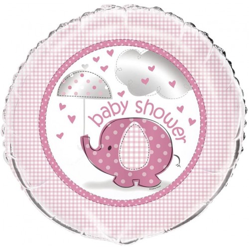 Palloncino Baby shower da 45 cm, elefante rosa, in alluminio, per feste