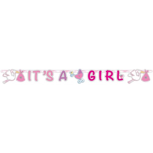 Festone di lettere It’s a Girl, addobbi nascita, in cartoncino