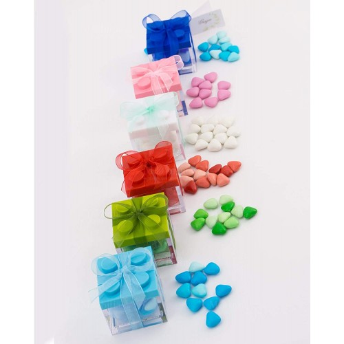 Set da 48 scatoline mattoncini Lego, azzurri, bomboniere nascita