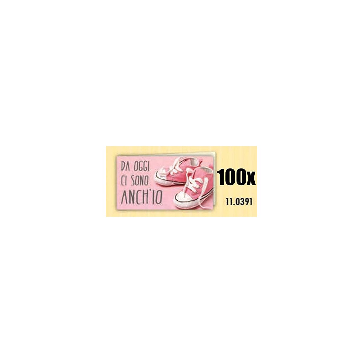 Set da 100 Bigliettini nascita rosa, per bomboniere