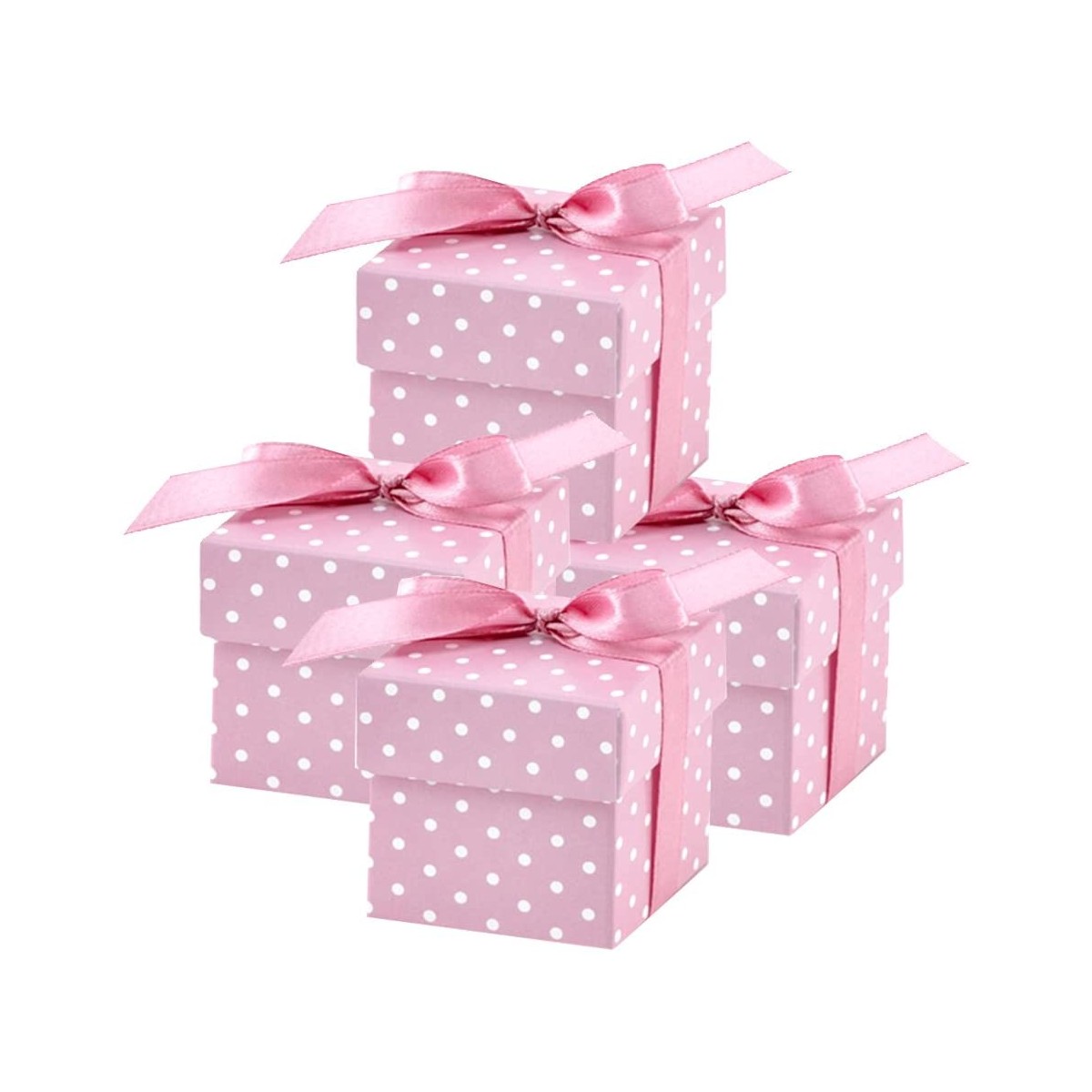 Set con 50 scatoline bomboniere rosa a pois, per nascita o battesimo