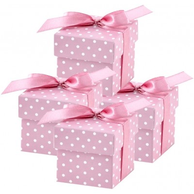 Set con 50 scatoline bomboniere rosa a pois, per nascita o battesimo