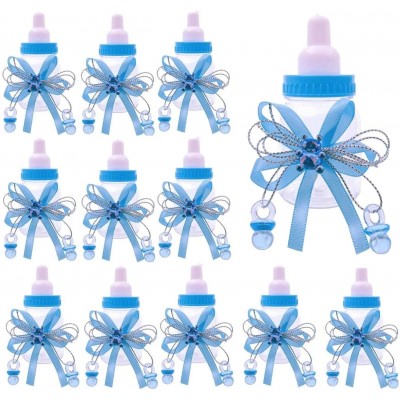 Kit da 24 piccoli biberon nascita, con fiocco azzurro, per bomboniere
