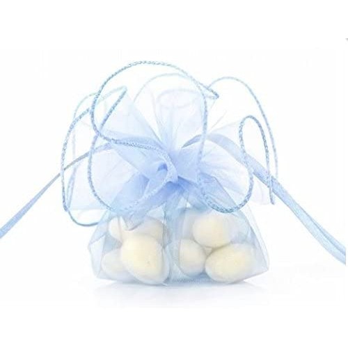 Set da 20 Sacchetti organza celesti, portaconfetti, per bomboniere