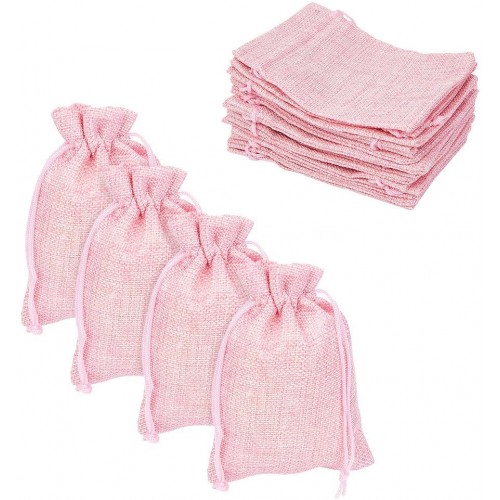 Set da 100 Sacchetti rosa in tela, per confetti e bomboniere