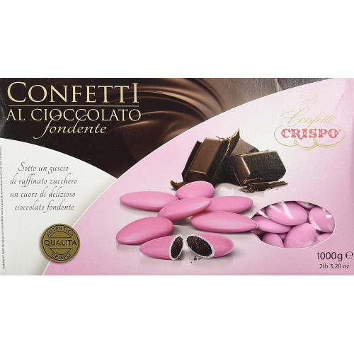 Confetti rosa al Cioccolato fondete Crispo da 1Kg, per confettate