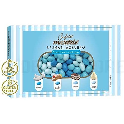 Confetti sfumati celesti - Maxtris da 1 kg, per confettate nascita