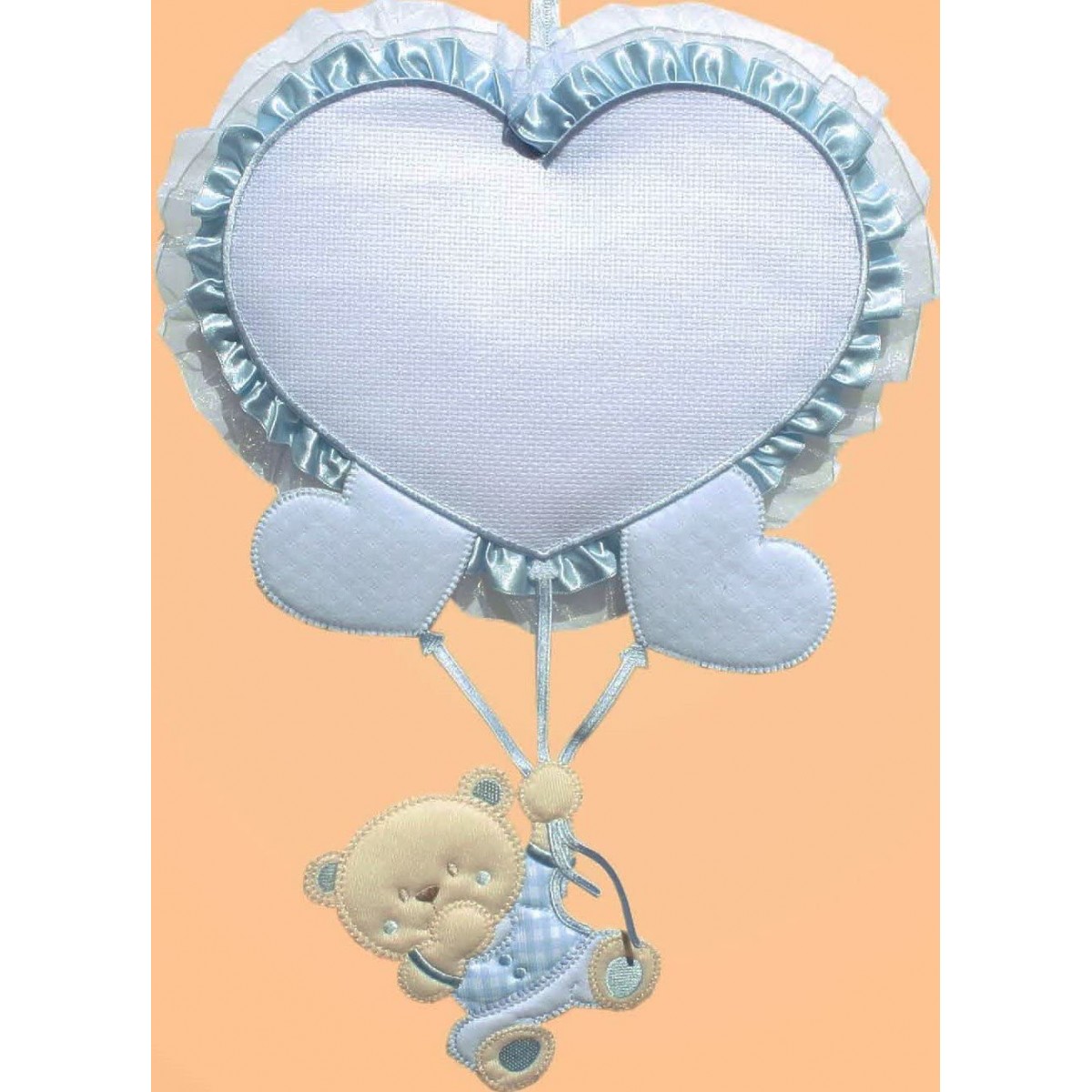 Fiocco nascita azzurro, palloncino cuore da 29 x 23 cm, con dolce orsetto