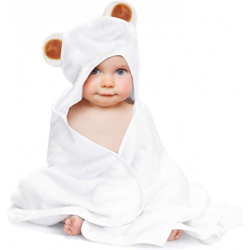 Accappatoio per neonato con cappuccio tema orsetto da 90 x 90 cm