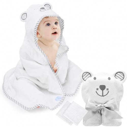 Asciugamano con Cappuccio per neonati da 90 cm ʕᴥʔ