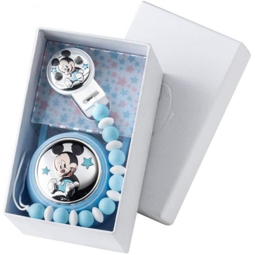 Clip Ciuccio con catenella in argento di Topolino Disney, idea regalo