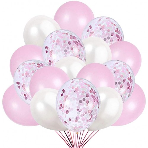 Set da 60 Palloncini Rosa, bianco e con coriandoli, allestimento per feste