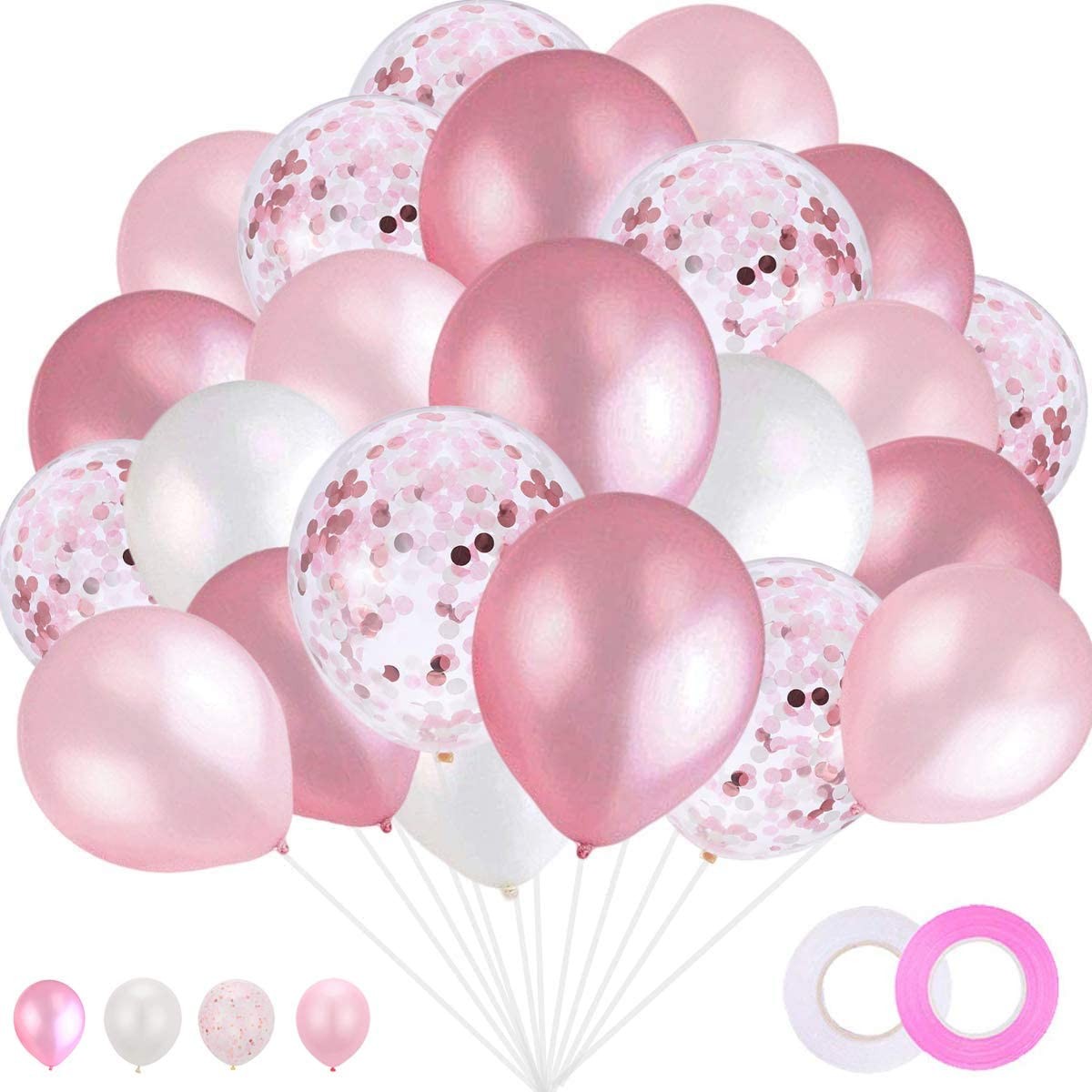 Palloncini rosa e bianchi, 20 palloncini in lattice rosa da 30,5 cm,  palloncini bianchi, palloncini per feste, matrimoni, lauree, fidanzamenti,  baby