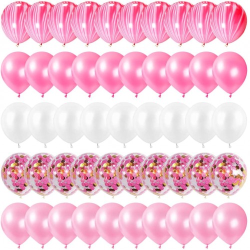 Set da 60 palloncini rosa e bianchi, da 30 cm, in lattice