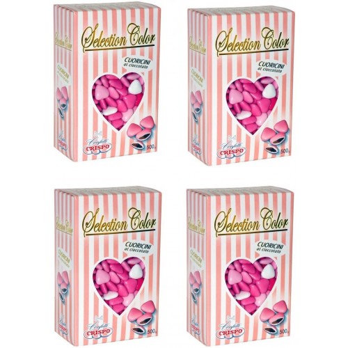 Set da 4 conf. di confetti cuoricini rosa Crispo, 2 kg, per confettate