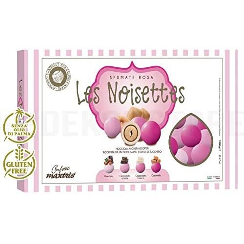 Confetti Les Noisettes rosa, 4 gusti, Maxtris, da 1 kg, circa 200 confetti