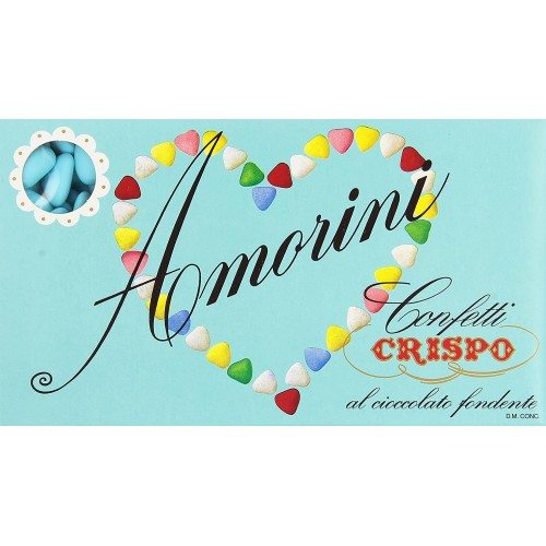 Confetti Amorini al cioccolato fondente celesti, 4 conf. Crispo, 4 Kg