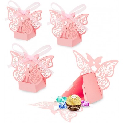 Set da 30 Scatole farfalla rosa per bomboniere battesimo o nascita