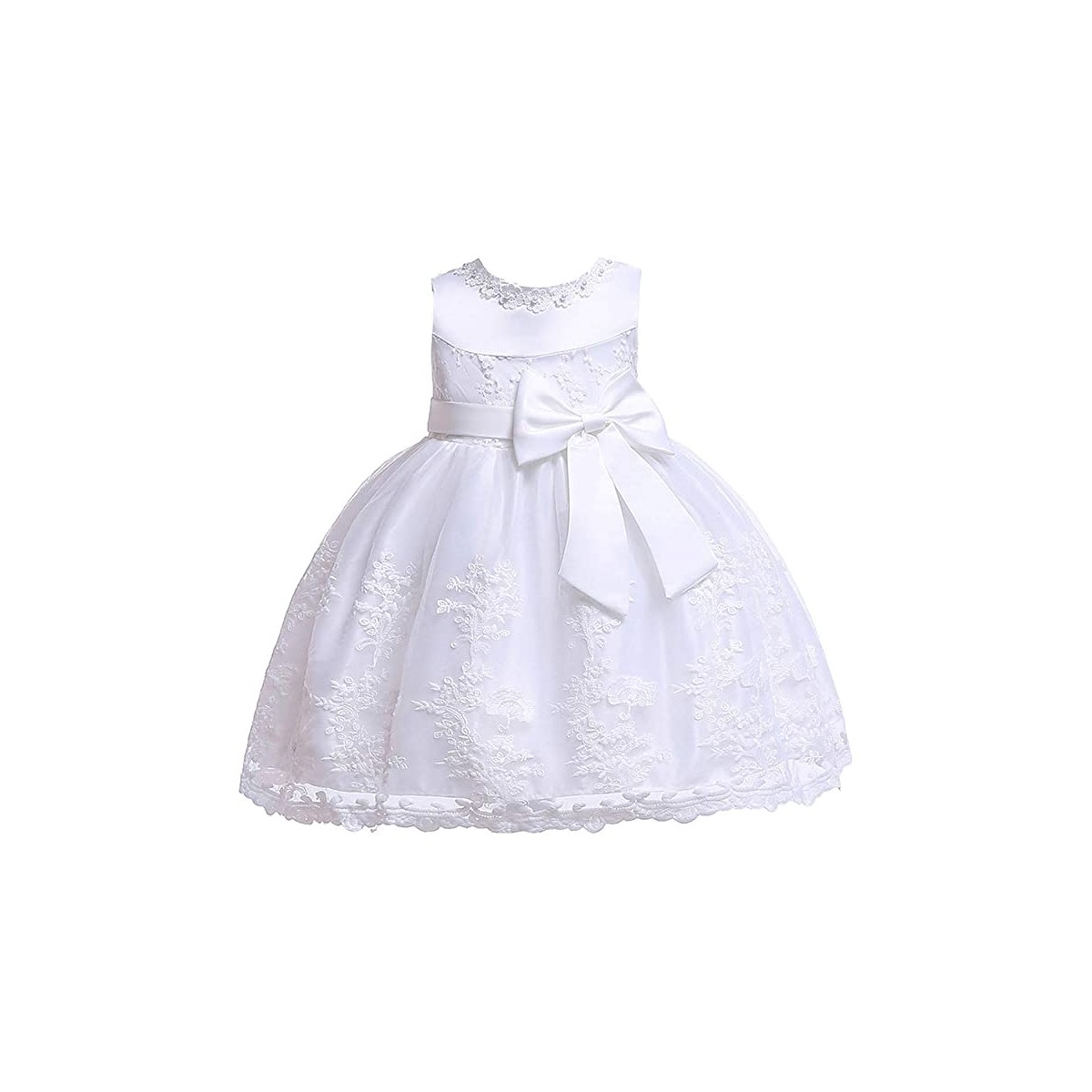 Abito lungo bianco da cerimonia per bambine, elegante e raffinato