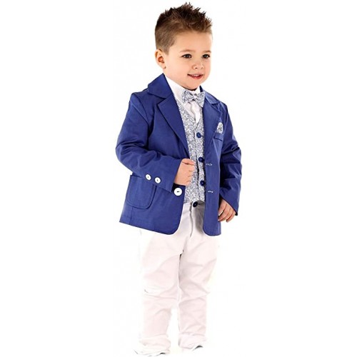 Abito Battesimo elegante colore blu, per bambino, in tessuto, per cerimonie