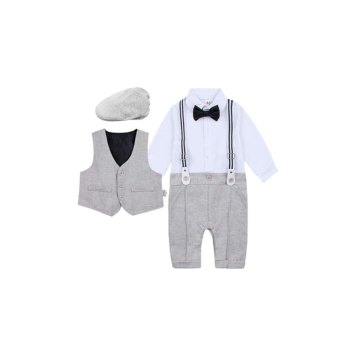 Vestito bambino con cappello, da cerimonia, beige e bianco