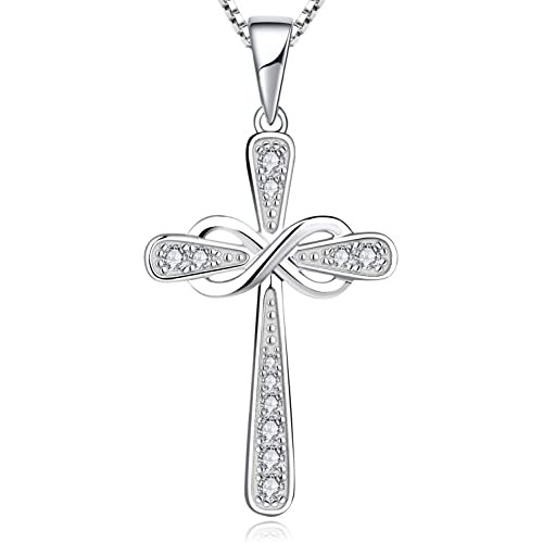 Collana con Croce e simbolo infinito in argento, idea regalo