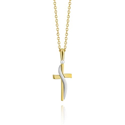 Collana oro 8k con ciondolo Croce, gioiello per bambini, idea regalo