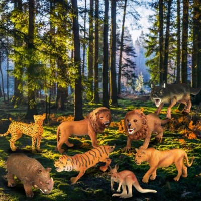 Estela Animali Giocattolo, 12 PCS Realistici Animali della Giungla Animale Selvaggio, Perfetti per Giocare o per Regalo per F