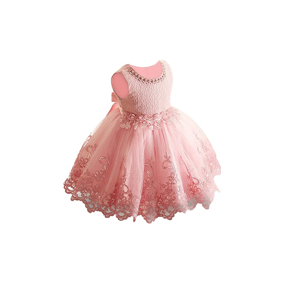 Vestito da cerimonia, rosa confetto, per bambine, in tulle e cotone