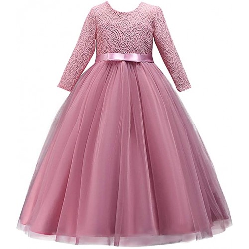 Vestito per bambina con gonna lunga, rosa confetto, elegante