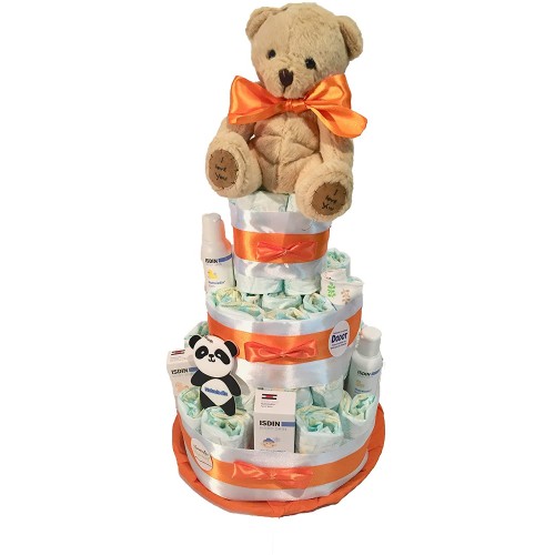 Torta di pannolini Dodot con orsetto, idea regalo per neonati