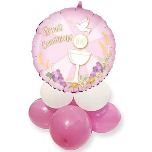 Centrotavola palloncini Comunione rosa, per femminuccia