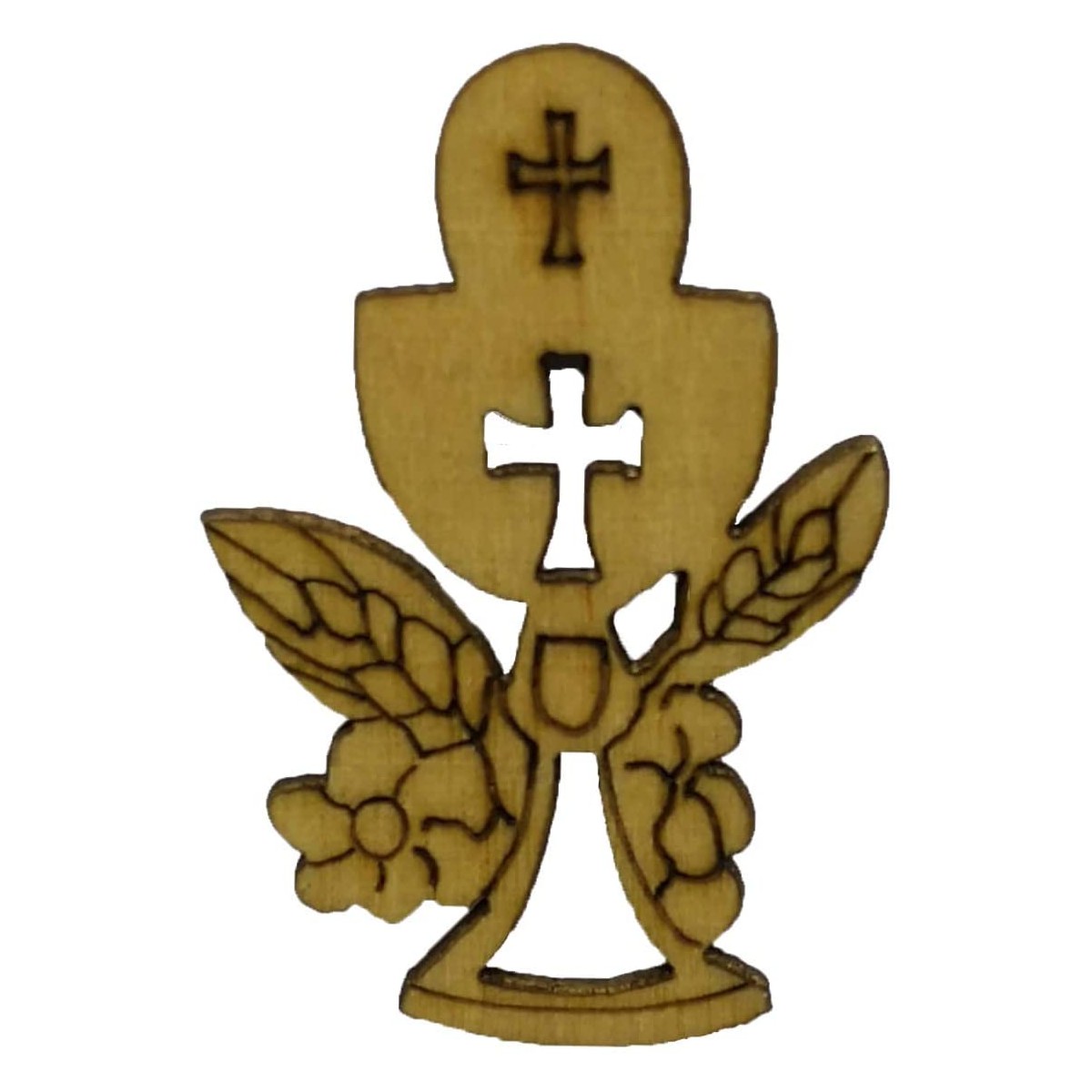 Conf. da 30 Calici con croce in legno per Comunione, decorazione bomboniere