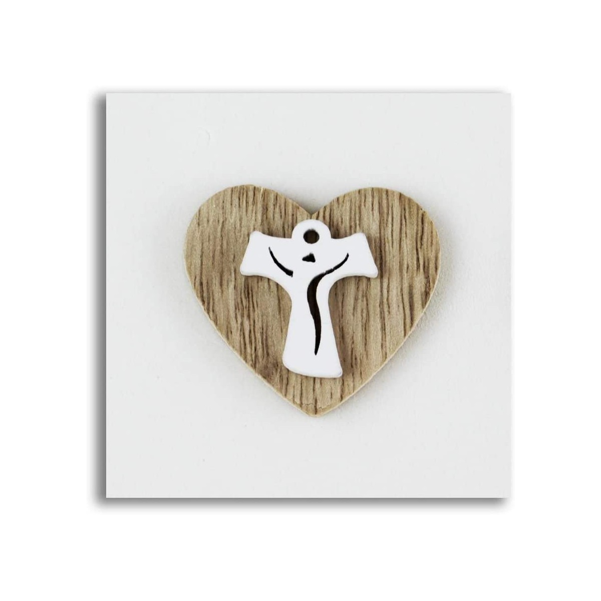 Kit 12 Calamite Magnete con cuore e Croce Tau, in legno naturale