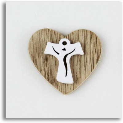 Kit 12 Calamite Magnete con cuore e Croce Tau, in legno naturale