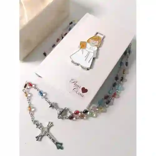 Kit da 10 Bomboniera Vangelo con rosario, Prima Comunione
