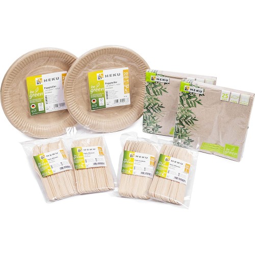 Kit festa bio, compostabile, per 40 persone, articoli ecologici