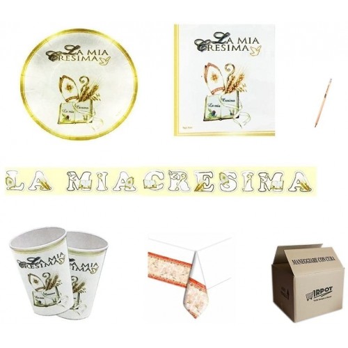 Kit per 30 persone festa Santa Cresima, accessori eleganti e raffinati