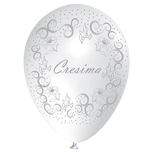 Set da 100 Palloncini eleganti Cresima, stampe argento, da 30 cm