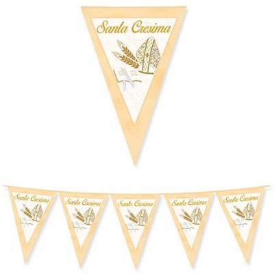 Bandierine triangolari Santa Cresima, da 6 metri, per feste e party
