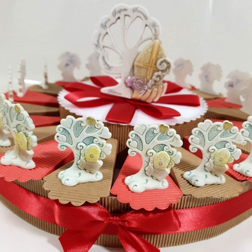 Torta bomboniere per Santa Cresima con ciondolo Albero della Vita, elegante, 15 pezzi