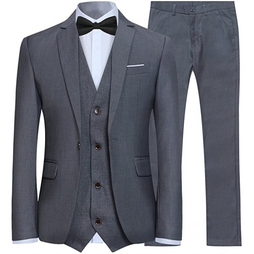 Abito elegante Uomo, grigio, per cerimonie, completo con 3 pezzi