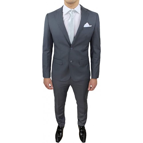 Completo uomo grigio scuro, per cerimonia, abito elegante