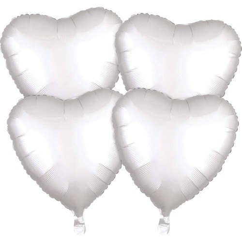 Set da 4 palloncini forma cuore argento, per matrimonio e feste a tema