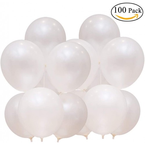 Set da 100 Palloncini bianchi da 25 cm, in lattice, per feste a tema