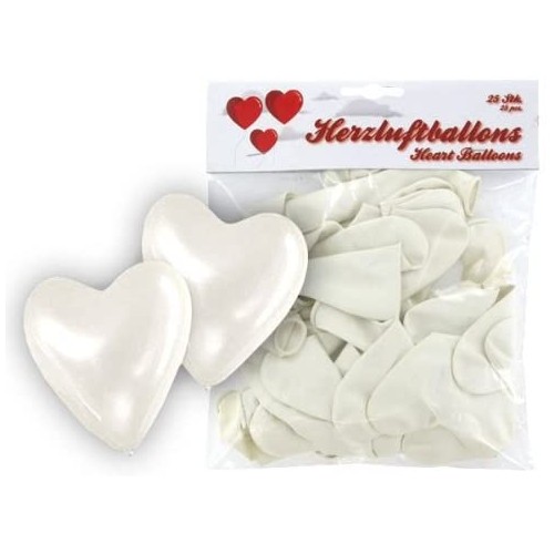 confezione da 25 palloncini forma cuore da matrimonio, in lattice naturale, bianchi