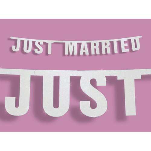 Festone argentato Just Married, da matrimonio, decorazione