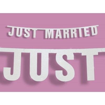 Festone argentato Just Married, da matrimonio, decorazione